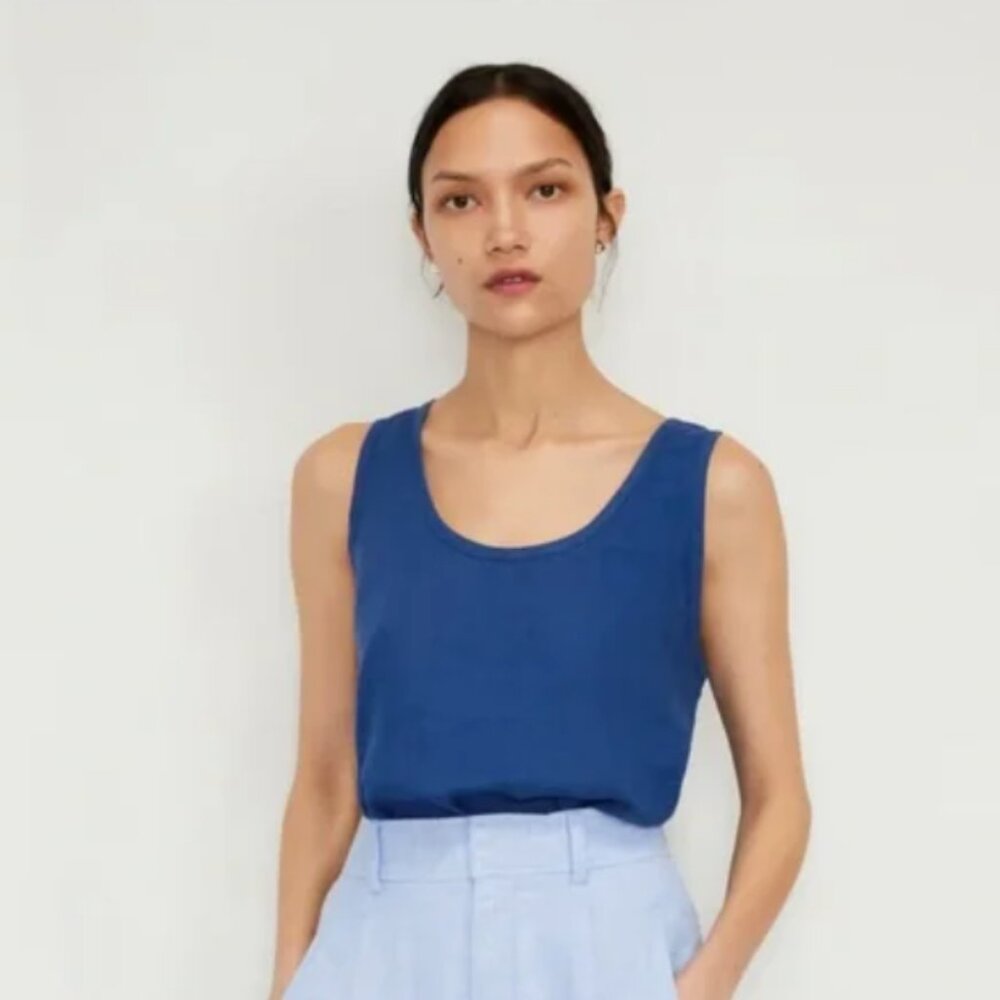 Everlane Linen Scoop-Neck Tank Mazarine Blue